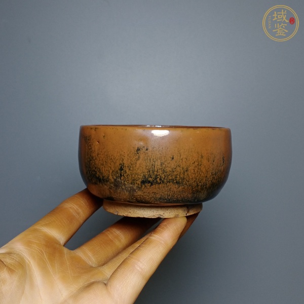 古玩陶瓷黑釉鐵銹花茶盞 真品鑒賞圖