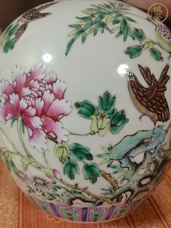 古玩陶瓷花鳥紋粉彩罐真品鑒賞圖