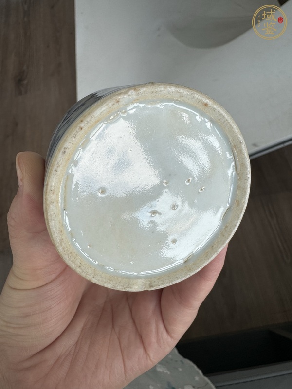 古玩陶瓷花卉紋青花水盂真品鑒賞圖
