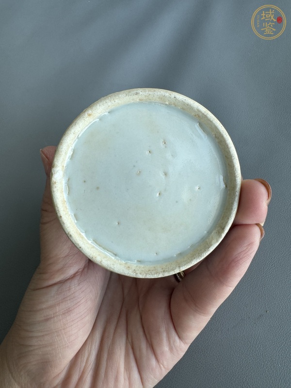 古玩陶瓷花卉紋青花水盂真品鑒賞圖