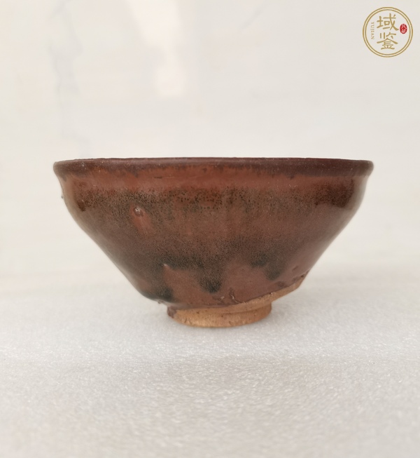 古玩陶瓷建窯柿紅釉茶盞真品鑒賞圖