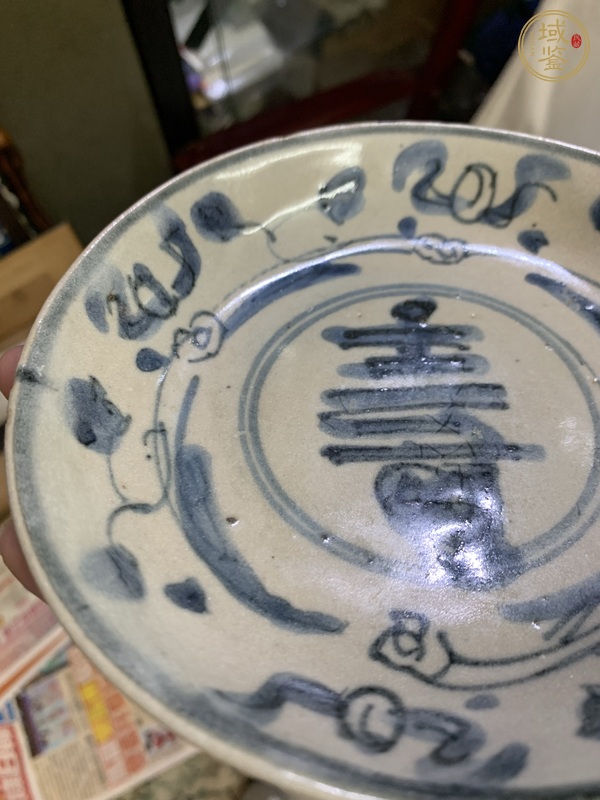 古玩陶瓷青花壽字盤真品鑒賞圖