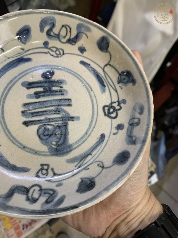 古玩陶瓷青花壽字盤真品鑒賞圖