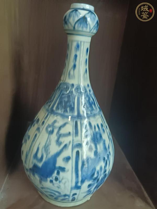 古玩陶瓷青花蒜頭瓶  真品鑒賞圖