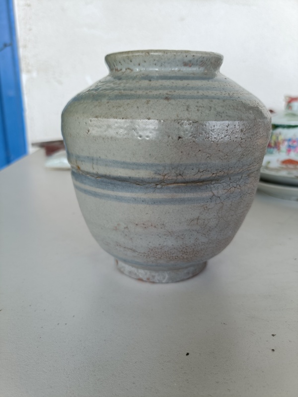 古玩陶瓷明晚.青花線條紋蓋罐拍賣,當(dāng)前價(jià)格198元