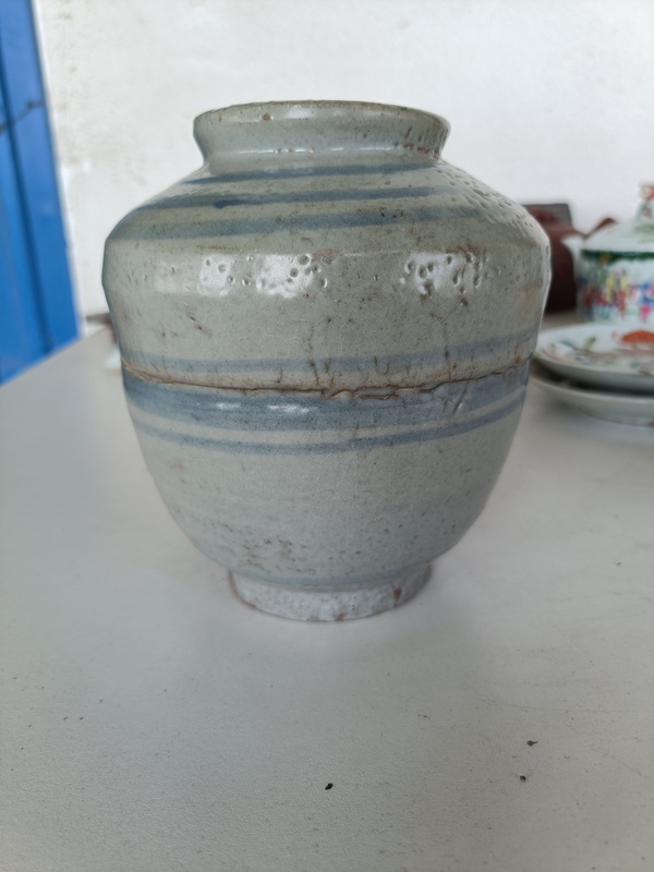 古玩陶瓷明晚.青花線條紋蓋罐拍賣,當(dāng)前價(jià)格198元