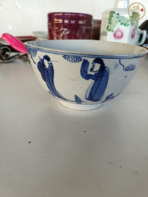 古玩陶瓷青花三星高照?qǐng)D茶碗真品鑒賞圖