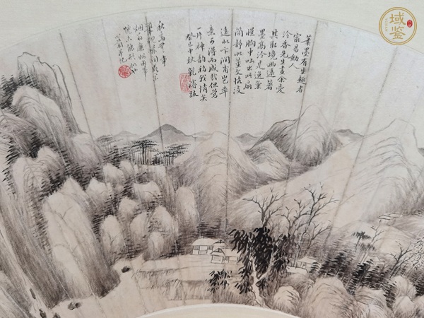 古玩字畫金心蘭山水扇面真品鑒賞圖