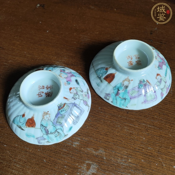 古玩陶瓷人物紋粉彩蓋子真品鑒賞圖