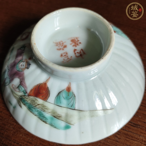 古玩陶瓷人物紋粉彩蓋子真品鑒賞圖