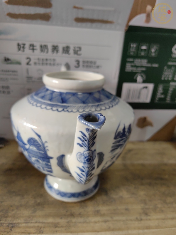 古玩陶瓷青花山水人物紋酒壺真品鑒賞圖