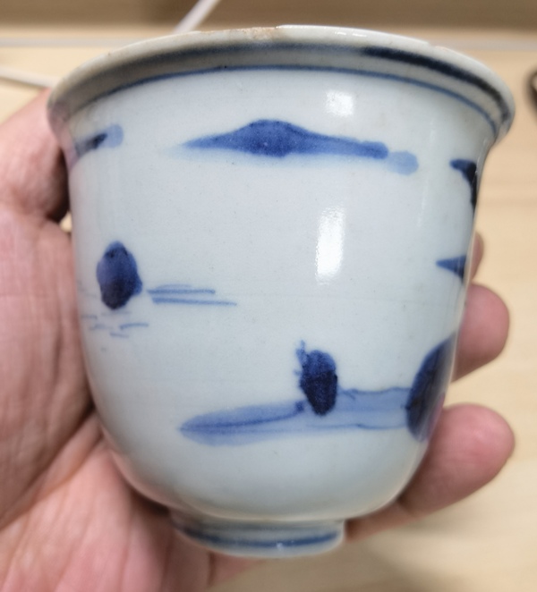 古玩陶瓷青花山水人物紋仰鐘杯拍賣,當前價格3800元