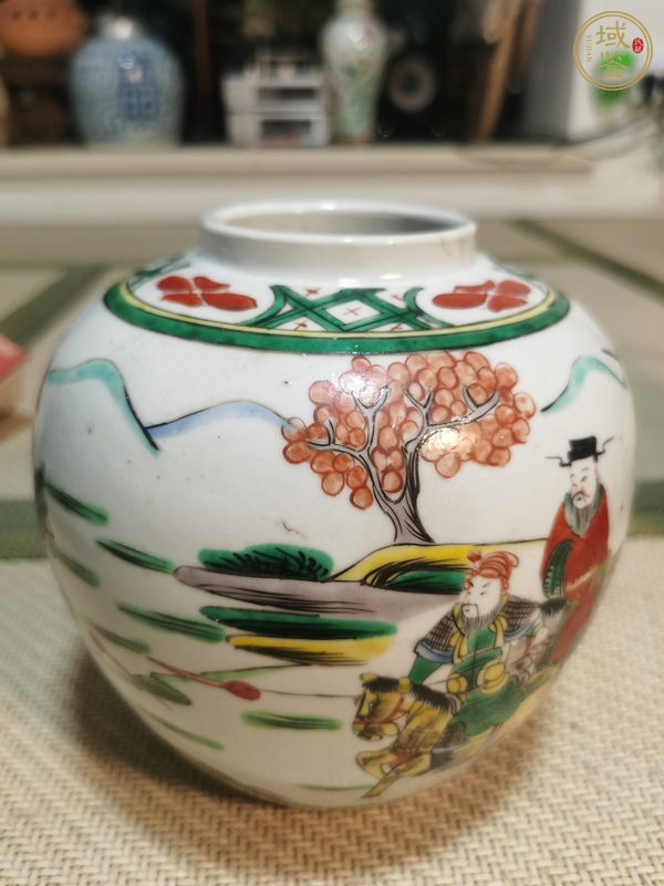 古玩陶瓷五彩人物故事紋茶葉罐真品鑒賞圖
