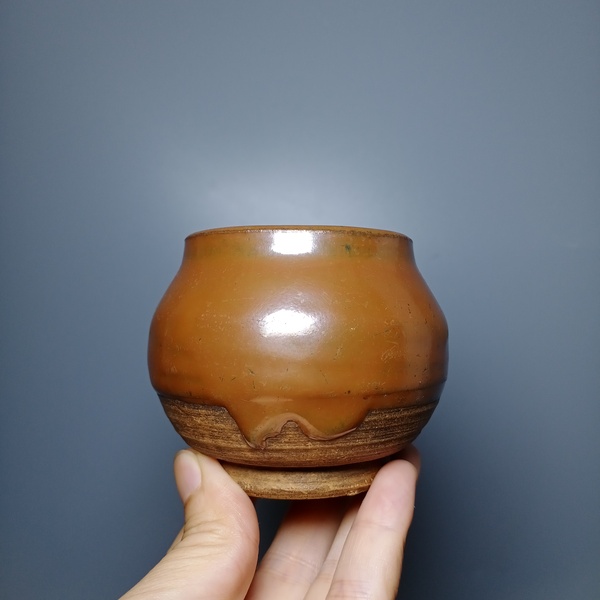 古玩陶瓷明代,紫金釉雞心罐拍賣,當前價格700元