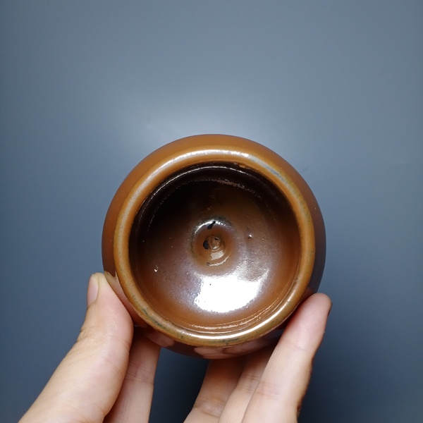 古玩陶瓷明代,紫金釉雞心罐拍賣,當前價格700元