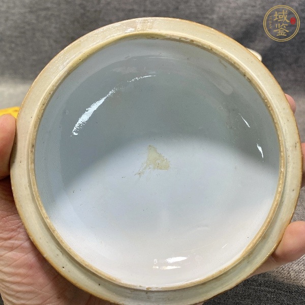 古玩陶瓷紫金釉開(kāi)光粉彩花鳥(niǎo)紋蓋缸真品鑒賞圖