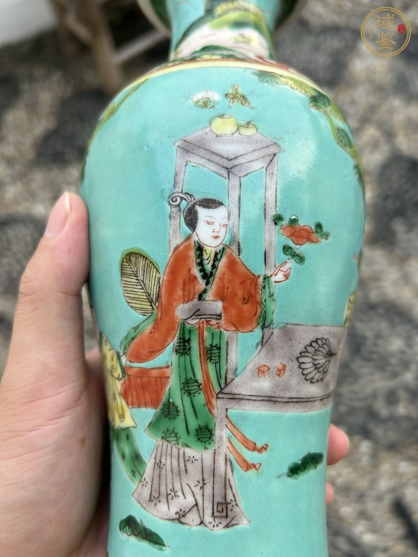 古玩陶瓷清光緒 五彩人物紋觀音瓶真品鑒賞圖