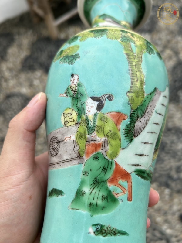 古玩陶瓷清光緒 五彩人物紋觀音瓶真品鑒賞圖