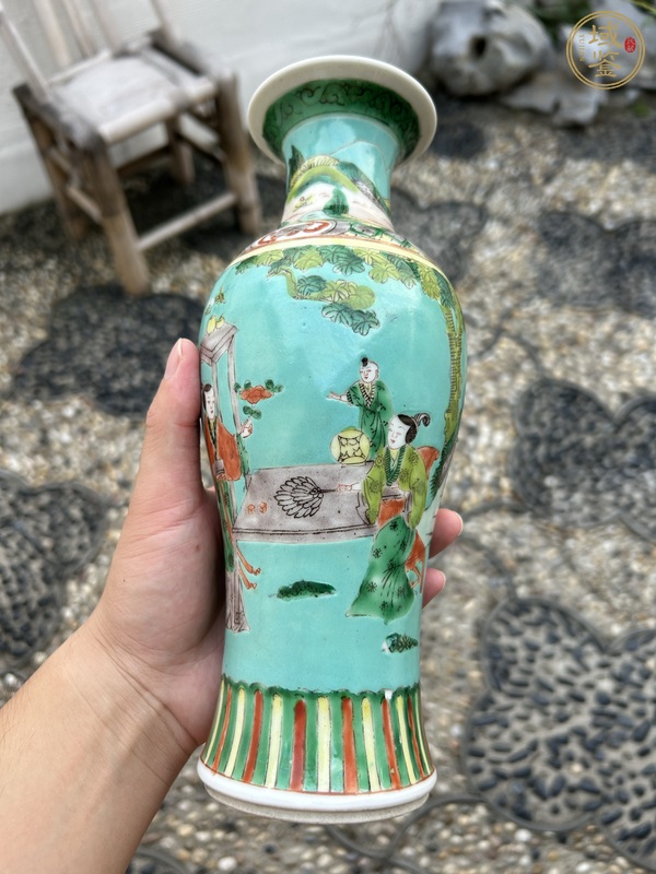 古玩陶瓷清光緒 五彩人物紋觀音瓶真品鑒賞圖