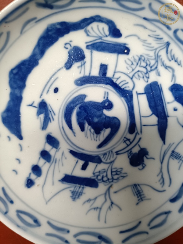 古玩陶瓷青花山水團(tuán)鶴紋盤(pán)真品鑒賞圖