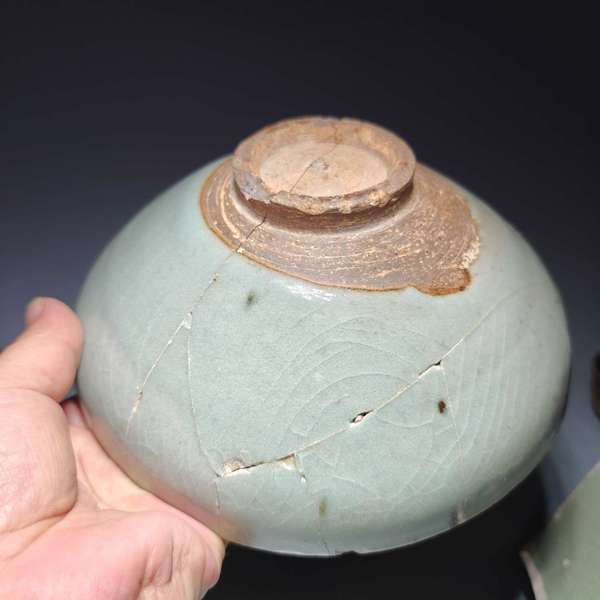 古玩陶瓷鈞窯天青釉紫斑大碗拍賣,當前價格3600元