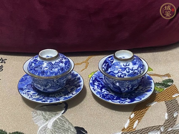 古玩陶瓷青花龍紋茶具真品鑒賞圖