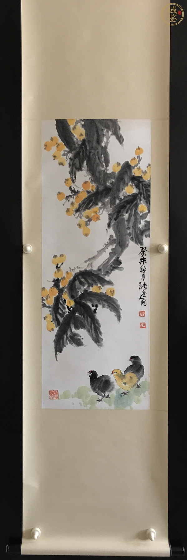 古玩字畫(huà)張世簡(jiǎn)款寫(xiě)意花鳥(niǎo)立軸真品鑒賞圖