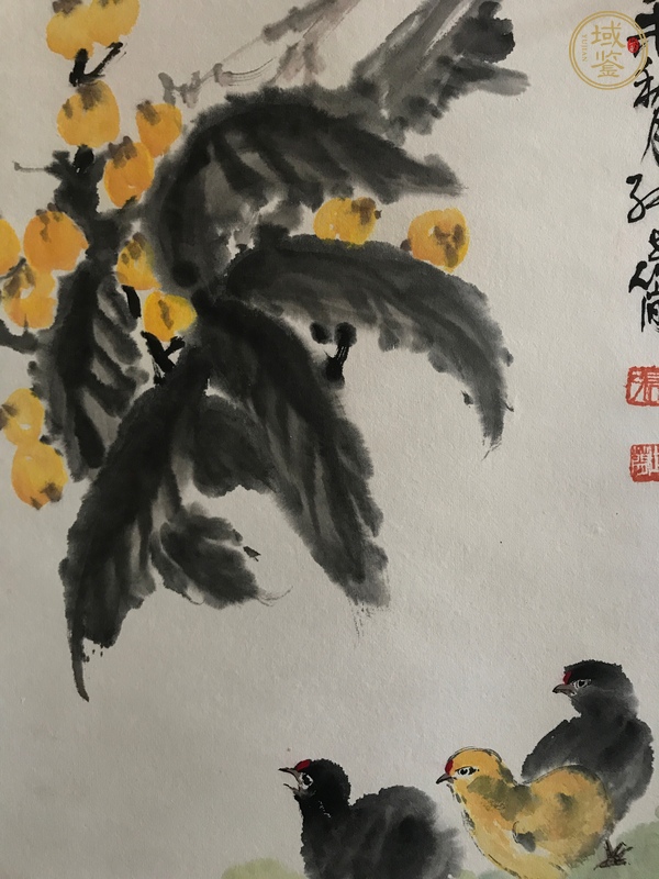 古玩字畫張世簡(jiǎn)款寫意花鳥立軸真品鑒賞圖