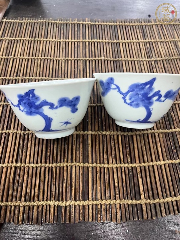 古玩陶瓷青花花卉紋杯一對(duì)真品鑒賞圖