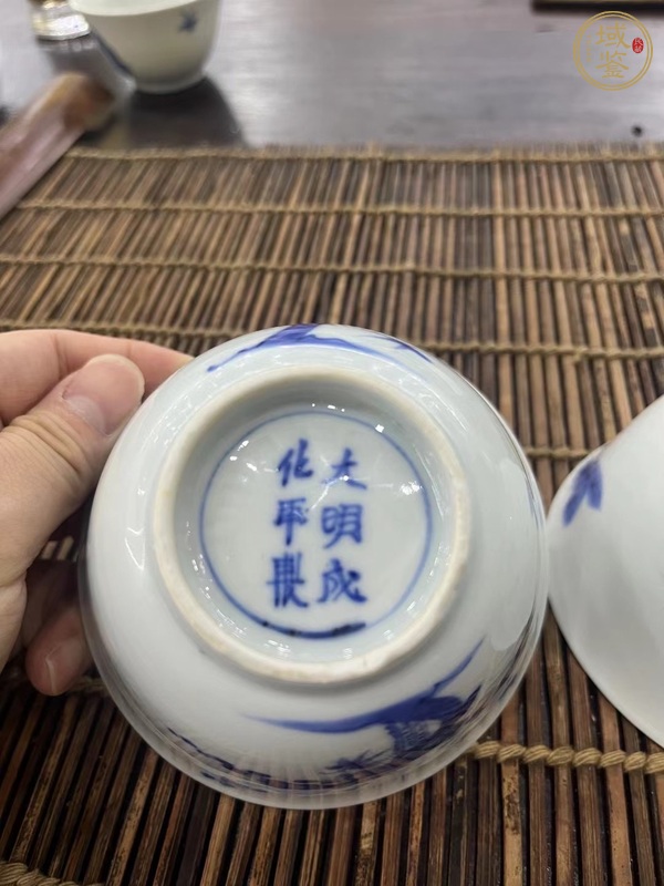 古玩陶瓷青花花卉紋杯一對真品鑒賞圖