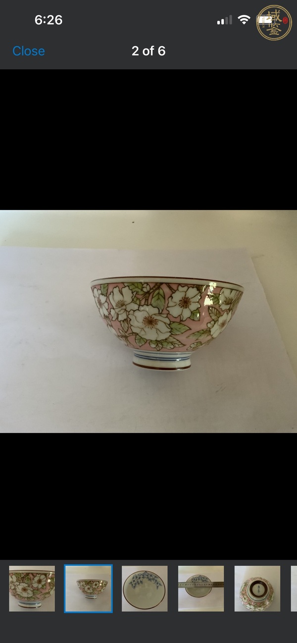 古玩陶瓷日本大正彩繪花卉紋碗真品鑒賞圖