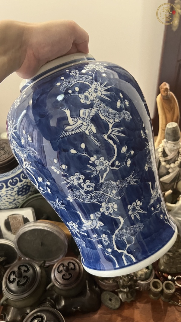 古玩陶瓷青花將軍罐真品鑒賞圖