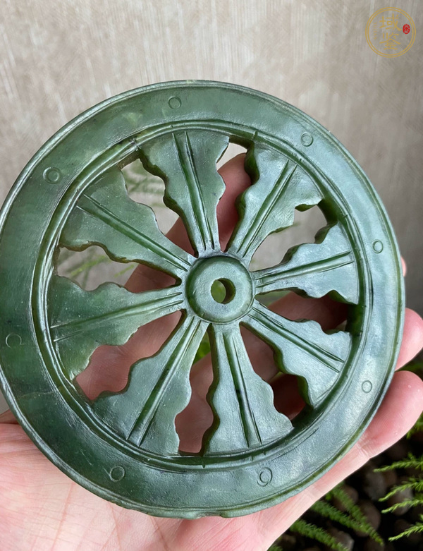 古玩玉器碧玉法輪真品鑒賞圖