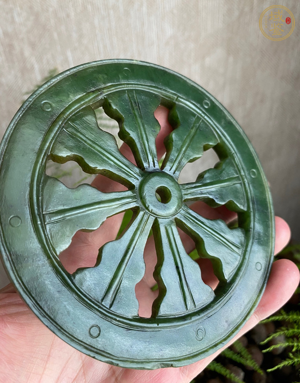 古玩玉器碧玉法輪真品鑒賞圖