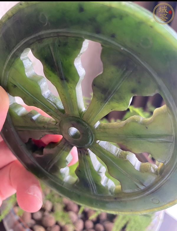 古玩玉器碧玉法輪真品鑒賞圖