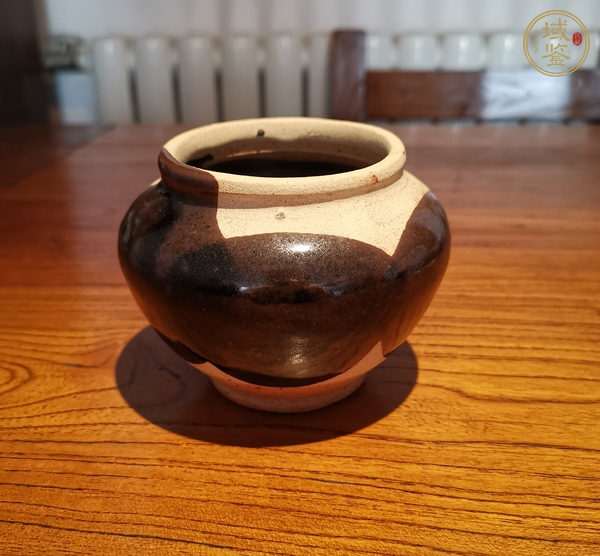 古玩陶瓷白釉褐斑茶入真品鑒賞圖