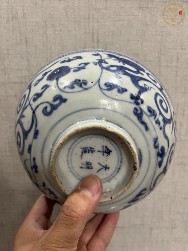 古玩陶瓷青花香草龍紋碗真品鑒賞圖