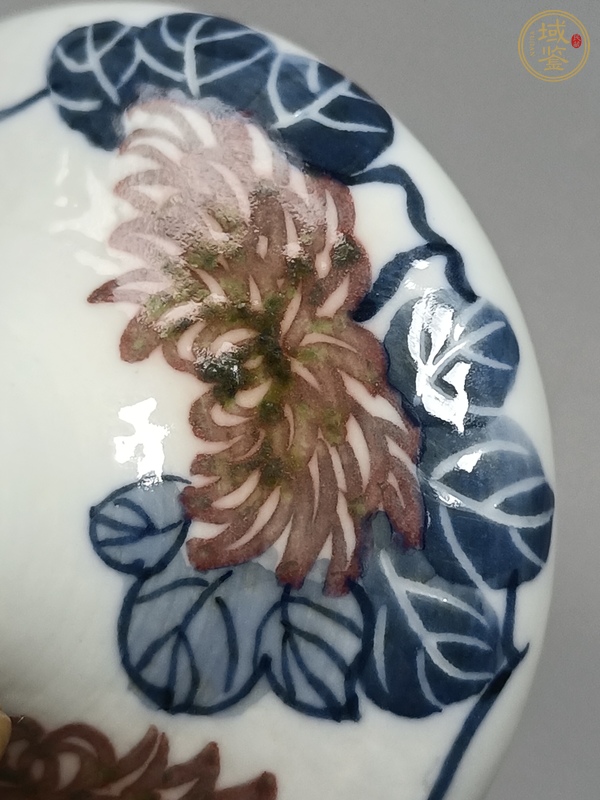 古玩陶瓷青花釉里紅花卉紋荸薺瓶真品鑒賞圖