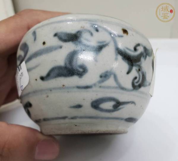 古玩陶瓷青花纏枝花卉紋水盂真品鑒賞圖