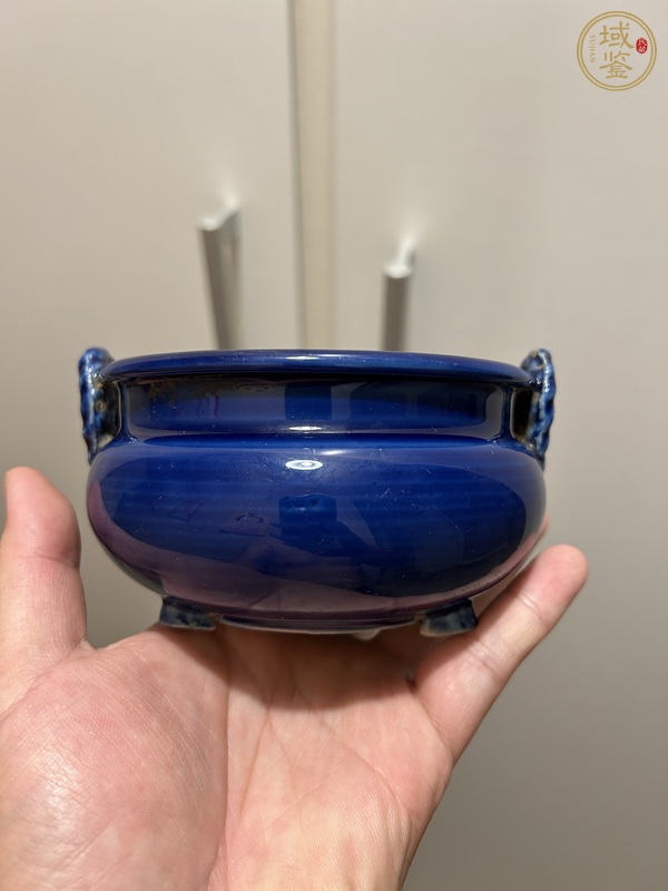 古玩陶瓷霽藍(lán)釉香爐真品鑒賞圖