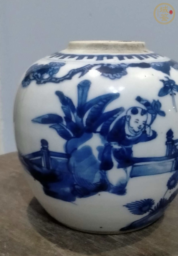 古玩陶瓷青花教子圖罐真品鑒賞圖