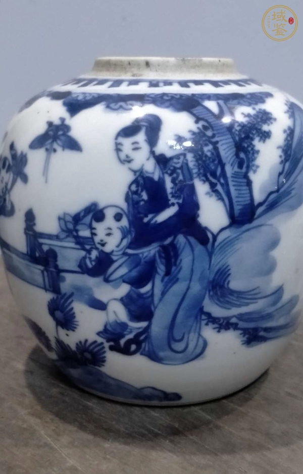 古玩陶瓷青花教子圖罐真品鑒賞圖