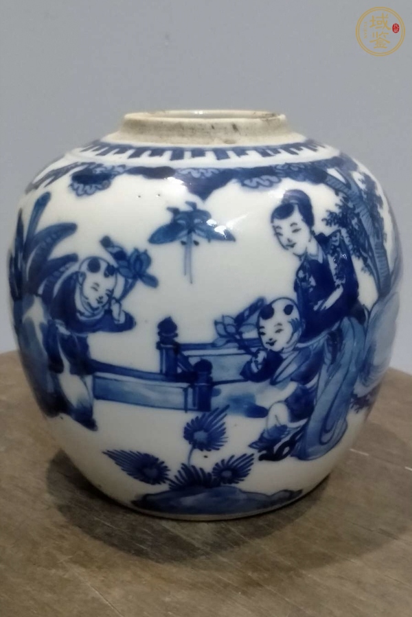 古玩陶瓷青花教子圖罐真品鑒賞圖