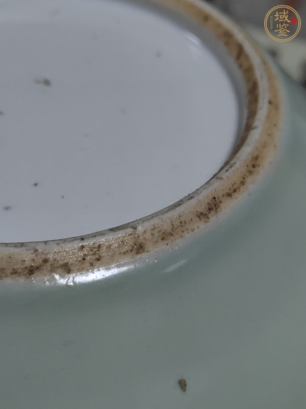 古玩陶瓷豆青釉堆白花卉紋水呈真品鑒賞圖