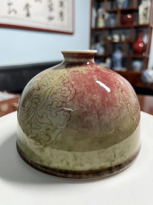 古玩陶瓷豇豆紅釉刻夔龍紋太白尊拍賣(mài)，當(dāng)前價(jià)格65000元