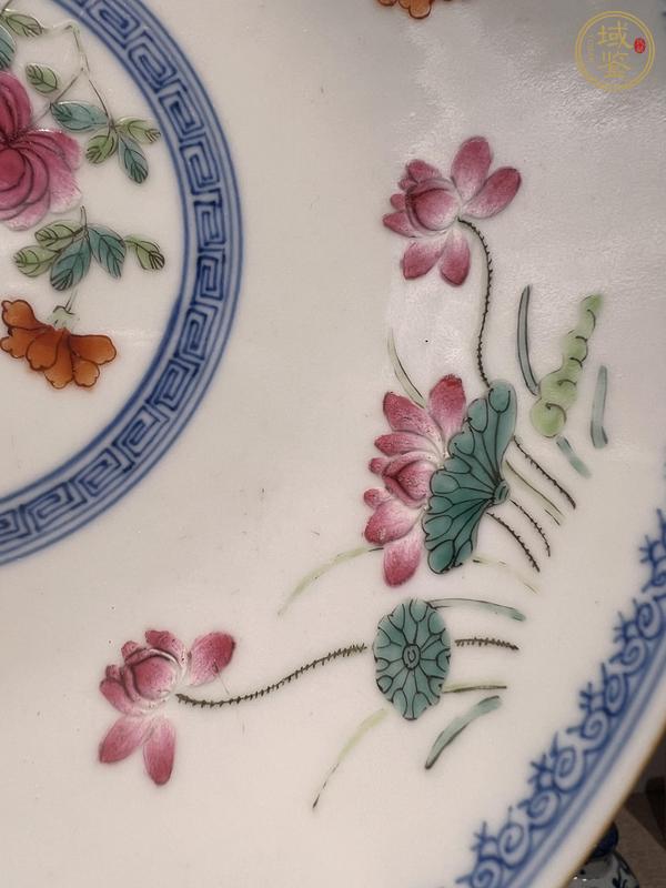 古玩陶瓷青花粉彩折枝花卉紋盤真品鑒賞圖