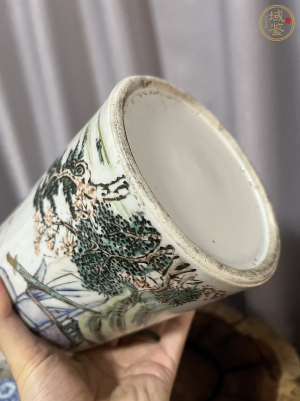 古玩陶瓷郭子儀遇仙圖帽筒真品鑒賞圖