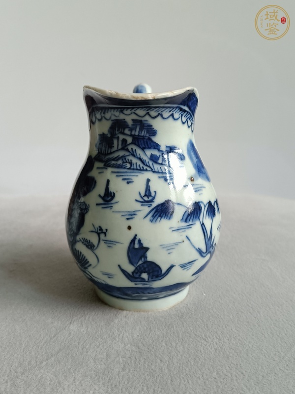 古玩陶瓷青花山水紋馬奶壺真品鑒賞圖