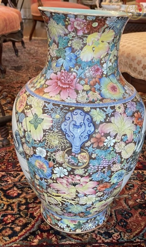 古玩陶瓷雙鋪首粉彩尊真品鑒賞圖