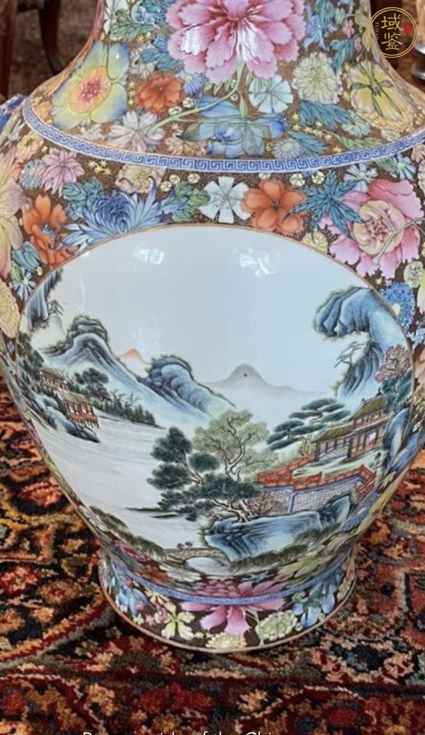古玩陶瓷雙鋪首粉彩尊真品鑒賞圖